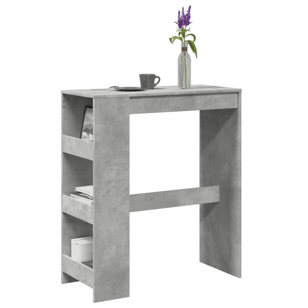 vidaXL Masă de bar cu rafturi gri beton 90x40x103,5 cm lemn prelucrat