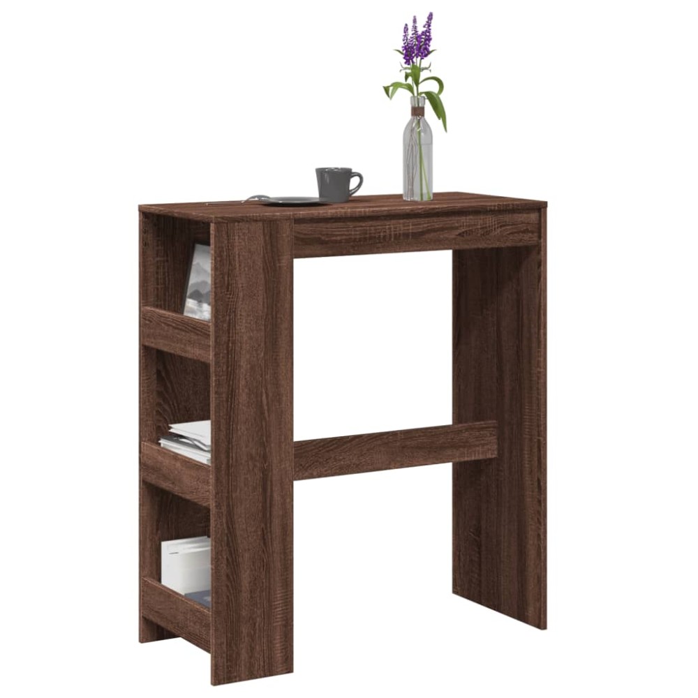 vidaXL Masă bar cu rafturi, stejar maro, 90x40x103,5 cm lemn prelucrat