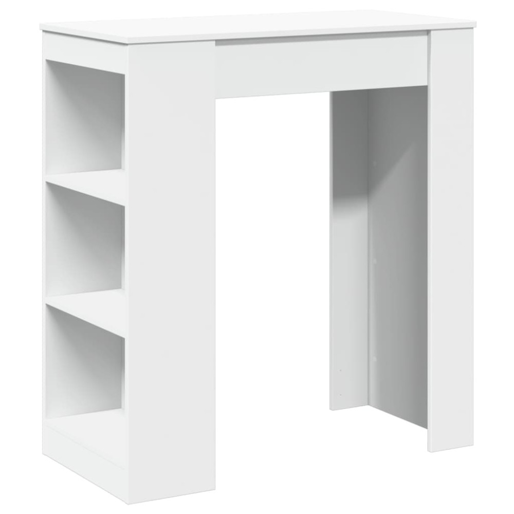 vidaXL Masă de bar cu rafturi, alb, 95x47x103,5 cm, lemn prelucrat