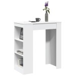 vidaXL Masă de bar cu rafturi, alb, 95x47x103,5 cm, lemn prelucrat vidaXL Masă de bar cu rafturi, alb, 95x47x103,5 cm, lemn prelucrat