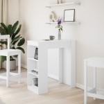 vidaXL Masă de bar cu rafturi, alb, 95x47x103,5 cm, lemn prelucrat vidaXL Masă de bar cu rafturi, alb, 95x47x103,5 cm, lemn prelucrat