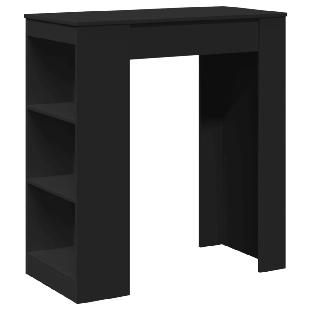 vidaXL Masă de bar cu rafturi, negru, 95x47x103,5 cm, lemn prelucrat