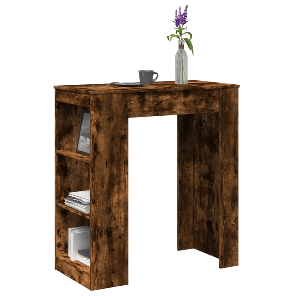 vidaXL Masă bar cu raft, stejar fumuriu, 95x47x103,5 cm lemn prelucrat