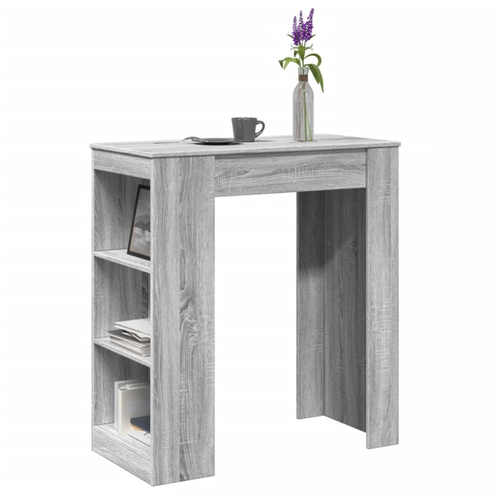 vidaXL Masă bar cu rafturi, gri sonoma, 95x47x103,5 cm, lemn prelucrat