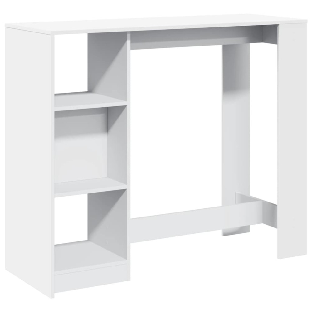 vidaXL Masă de bar cu raft, alb, 124x46x103,5 cm, lemn prelucrat