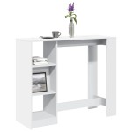 vidaXL Masă de bar cu raft, alb, 124x46x103,5 cm, lemn prelucrat vidaXL Masă de bar cu raft, alb, 124x46x103,5 cm, lemn prelucrat