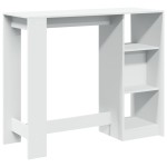 vidaXL Masă de bar cu raft, alb, 124x46x103,5 cm, lemn prelucrat vidaXL Masă de bar cu raft, alb, 124x46x103,5 cm, lemn prelucrat