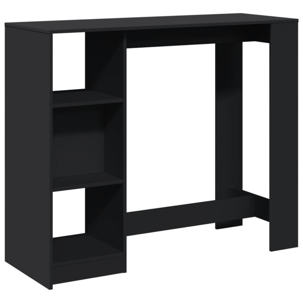 vidaXL Masă de bar cu raft, negru, 124x46x103,5 cm, lemn prelucrat