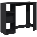 vidaXL Masă de bar cu raft, negru, 124x46x103,5 cm, lemn prelucrat