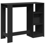vidaXL Masă de bar cu raft, negru, 124x46x103,5 cm, lemn prelucrat