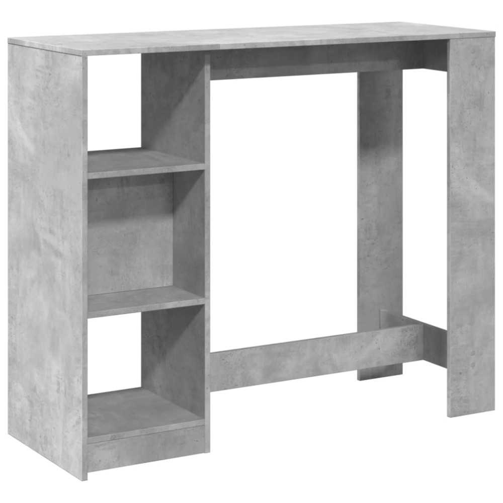 vidaXL Masă de bar cu raft, gri beton, 124x46x103,5 cm, lemn prelucrat