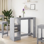 vidaXL Masă de bar cu raft, gri beton, 124x46x103,5 cm, lemn prelucrat