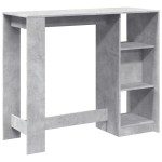 vidaXL Masă de bar cu raft, gri beton, 124x46x103,5 cm, lemn prelucrat