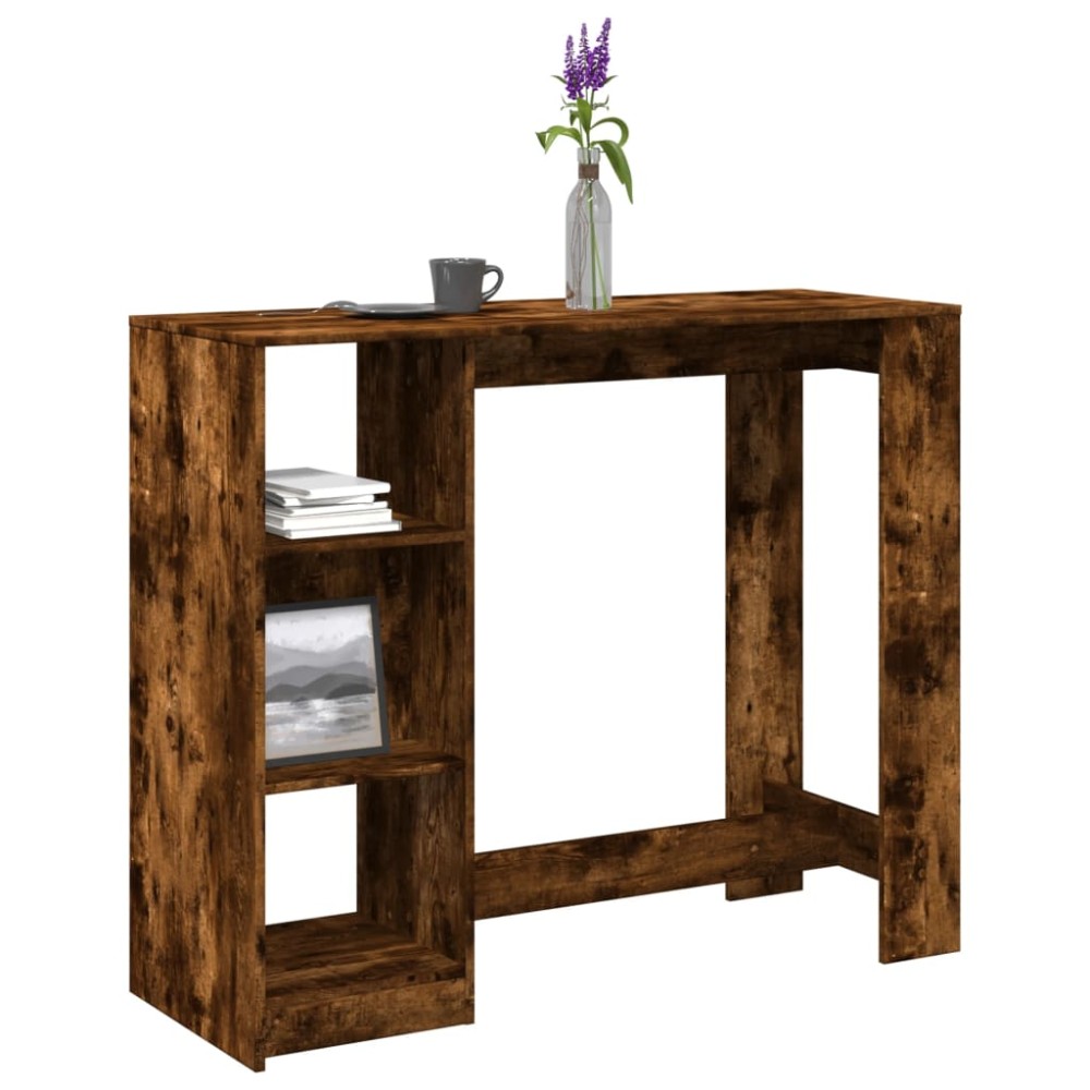vidaXL Masă de bar cu raft stejar fumuriu 124x46x103,5cm lemn compozit