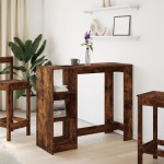 vidaXL Masă de bar cu raft stejar fumuriu 124x46x103,5cm lemn compozit vidaXL Masă de bar cu raft stejar fumuriu 124x46x103,5cm lemn compozit