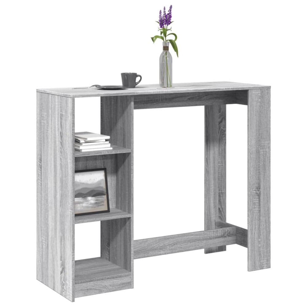 vidaXL Masă bar raft stejar Sonoma gri 124x46x103,5 cm lemn prelucrat
