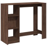 vidaXL Masă bar cu raft, stejar maro, 124x46x103,5 cm, lemn prelucrat vidaXL Masă bar cu raft, stejar maro, 124x46x103,5 cm, lemn prelucrat