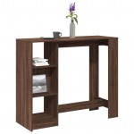 vidaXL Masă bar cu raft, stejar maro, 124x46x103,5 cm, lemn prelucrat vidaXL Masă bar cu raft, stejar maro, 124x46x103,5 cm, lemn prelucrat