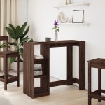 vidaXL Masă bar cu raft, stejar maro, 124x46x103,5 cm, lemn prelucrat vidaXL Masă bar cu raft, stejar maro, 124x46x103,5 cm, lemn prelucrat