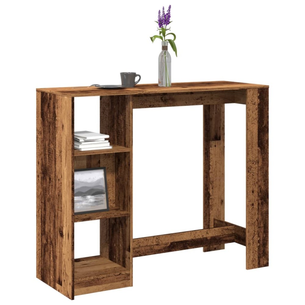 vidaXL Masă de bar cu raft lemn vechi 124x46x103,5 cm lemn prelucrat