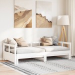vidaXL Pat de zi fără saltea, alb, 80x200 cm, lemn masiv pin vidaXL Pat de zi fără saltea, alb, 80x200 cm, lemn masiv pin