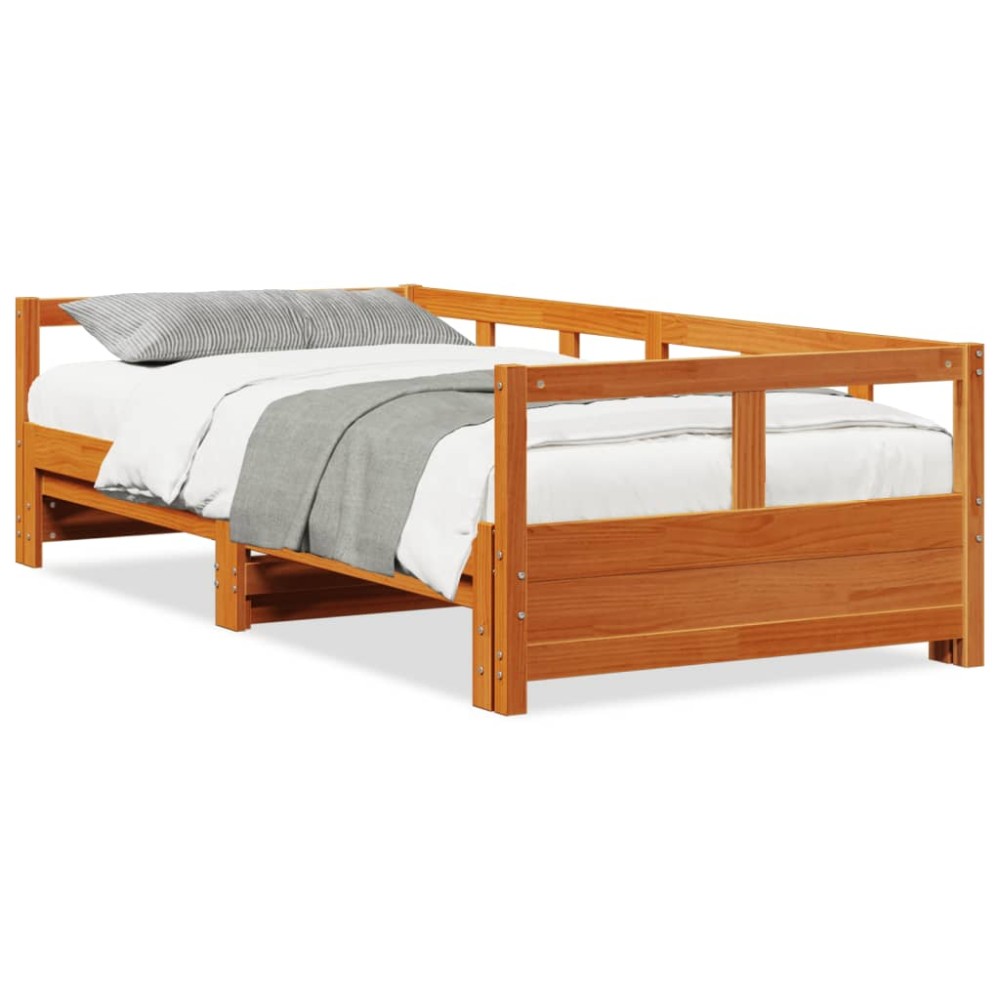 vidaXL Pat de zi fără saltea, maro ceruit, 90x190 cm, lemn masiv pin