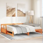 vidaXL Pat de zi fără saltea, maro ceruit, 90x190 cm, lemn masiv pin