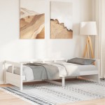 vidaXL Pat de zi fără saltea, alb, 90x200 cm, lemn masiv pin vidaXL Pat de zi fără saltea, alb, 90x200 cm, lemn masiv pin