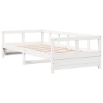 vidaXL Pat de zi fără saltea, alb, 90x200 cm, lemn masiv pin vidaXL Pat de zi fără saltea, alb, 90x200 cm, lemn masiv pin