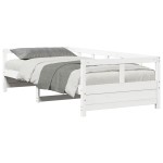 vidaXL Pat de zi fără saltea, alb, 90x200 cm, lemn masiv pin vidaXL Pat de zi fără saltea, alb, 90x200 cm, lemn masiv pin