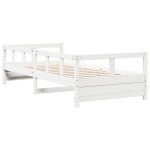 vidaXL Pat de zi fără saltea, alb, 90x200 cm, lemn masiv pin vidaXL Pat de zi fără saltea, alb, 90x200 cm, lemn masiv pin