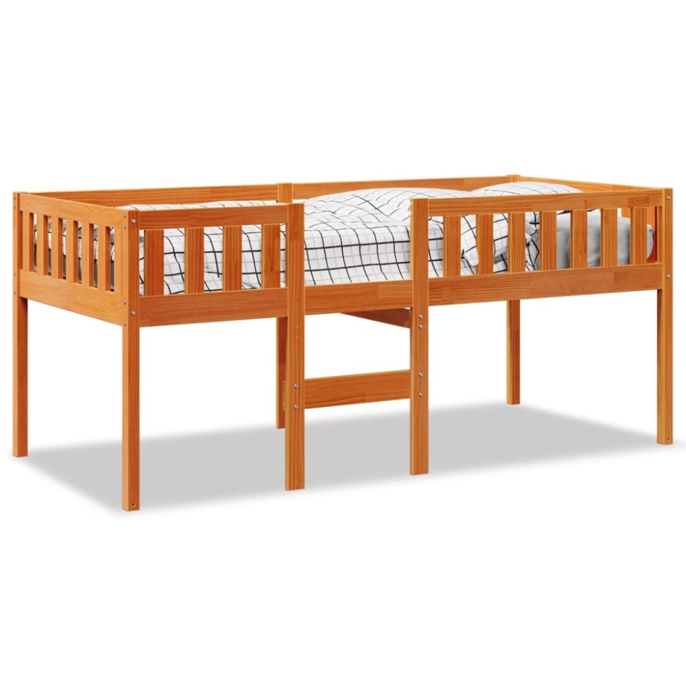 vidaXL Pat pentru copii fără saltea, maro, 90x200 cm, lemn masiv pin