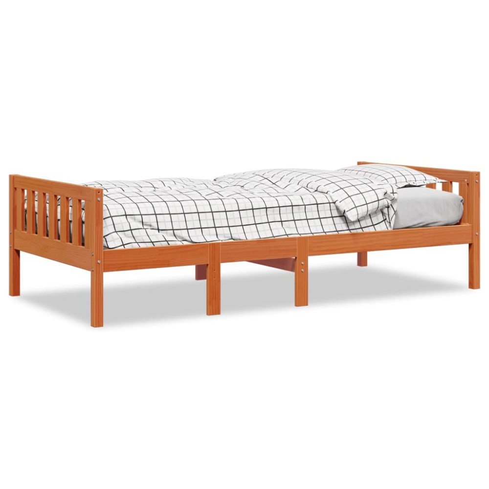 vidaXL Pat pentru copii fără saltea, maro, 90x200 cm, lemn masiv pin