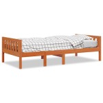 vidaXL Pat pentru copii fără saltea, maro, 90x200 cm, lemn masiv pin vidaXL Pat pentru copii fără saltea, maro, 90x200 cm, lemn masiv pin