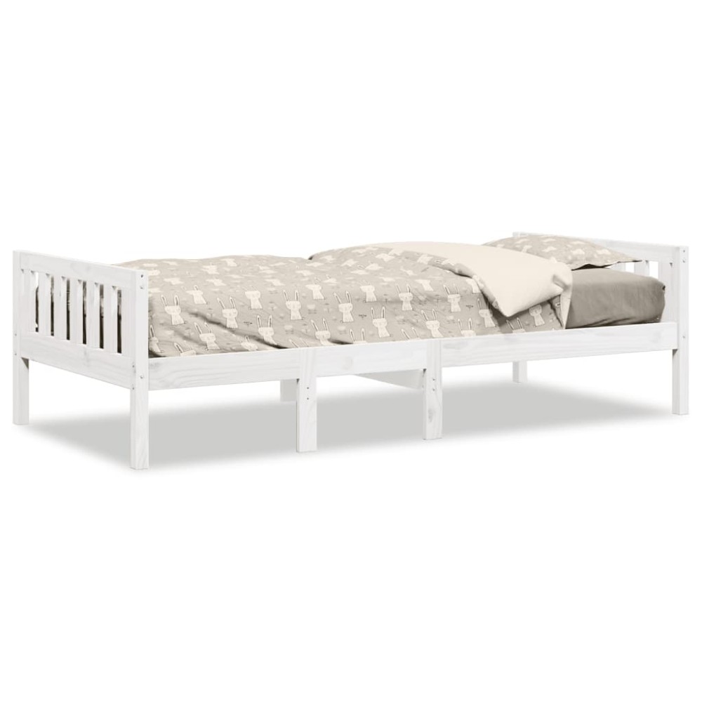 vidaXL Pat pentru copii fără saltea, alb, 90x190 cm, lemn masiv de pin