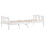 vidaXL Pat pentru copii fără saltea, alb, 75x190 cm, lemn masiv de pin vidaXL Pat pentru copii fără saltea, alb, 75x190 cm, lemn masiv de pin