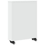 vidaXL Cărucior de depozitare îngust, alb, 48x13x68 cm, lemn prelucrat vidaXL Cărucior de depozitare îngust, alb, 48x13x68 cm, lemn prelucrat