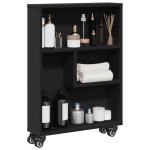 vidaXL Cărucior depozitare îngust, negru, 48x13x68 cm, lemn prelucrat vidaXL Cărucior depozitare îngust, negru, 48x13x68 cm, lemn prelucrat