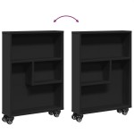 vidaXL Cărucior depozitare îngust, negru, 48x13x68 cm, lemn prelucrat vidaXL Cărucior depozitare îngust, negru, 48x13x68 cm, lemn prelucrat