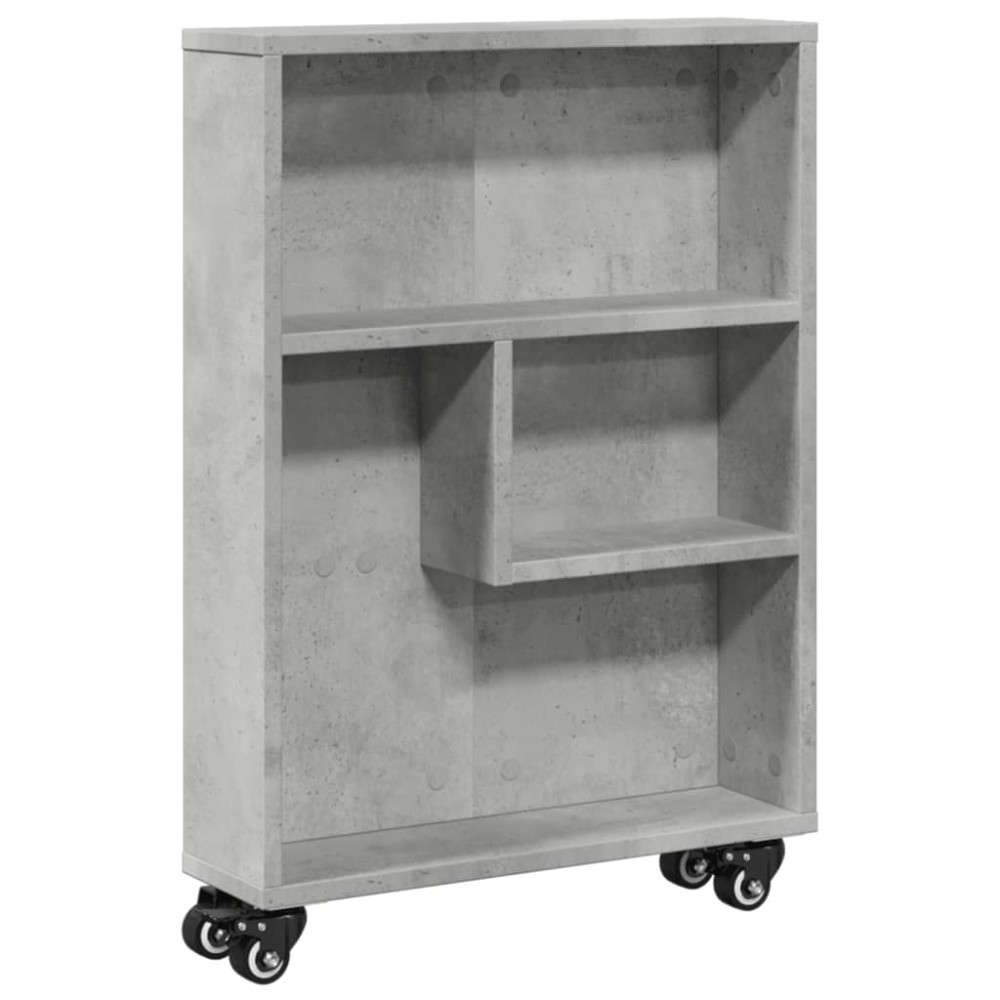 vidaXL Cărucior depozitare îngust gri beton 48x13x68 cm lemn prelucrat