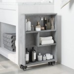 vidaXL Cărucior depozitare îngust gri beton 48x13x68 cm lemn prelucrat vidaXL Cărucior depozitare îngust gri beton 48x13x68 cm lemn prelucrat