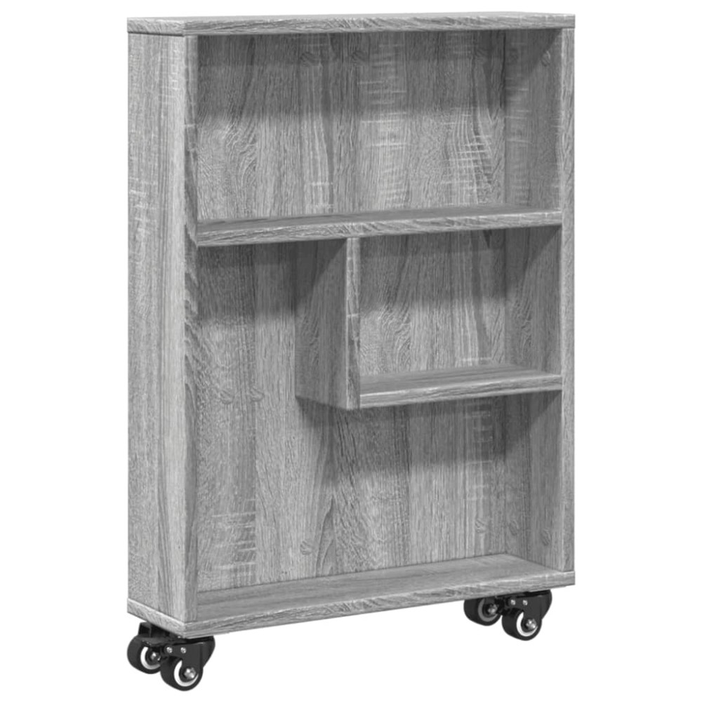 vidaXL Cărucior depozitare îngust gri sonoma 48x13x68cm lemn prelucrat