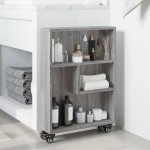 vidaXL Cărucior depozitare îngust gri sonoma 48x13x68cm lemn prelucrat vidaXL Cărucior depozitare îngust gri sonoma 48x13x68cm lemn prelucrat
