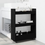 vidaXL Cărucior de depozitare îngust, 3 niveluri negru lemn prelucrat vidaXL Cărucior de depozitare îngust, 3 niveluri negru lemn prelucrat