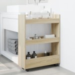 vidaXL Cărucior depozitare îngust, 3 niveluri stejar sonoma lemn vidaXL Cărucior depozitare îngust, 3 niveluri stejar sonoma lemn
