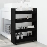 vidaXL Cărucior de depozitare îngust, 4 niveluri negru lemn prelucrat vidaXL Cărucior de depozitare îngust, 4 niveluri negru lemn prelucrat