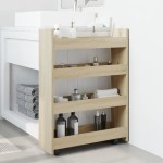 vidaXL Cărucior depozitare îngust, 4 niveluri stejar sonoma lemn vidaXL Cărucior depozitare îngust, 4 niveluri stejar sonoma lemn