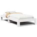 vidaXL Cadru de pat fără saltea, alb, 90x200 cm, lemn masiv pin