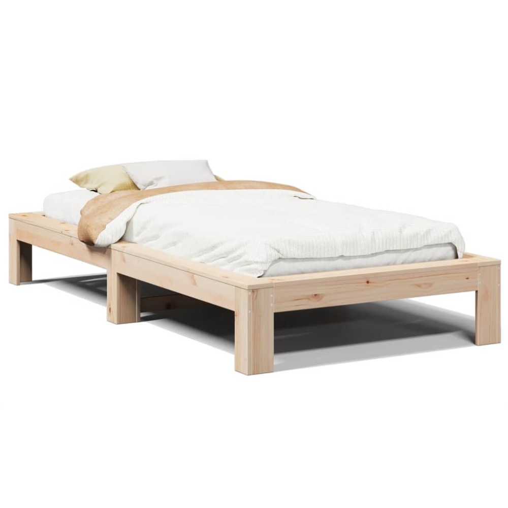 vidaXL Cadru de pat fără saltea, 75x190 cm, lemn masiv de pin