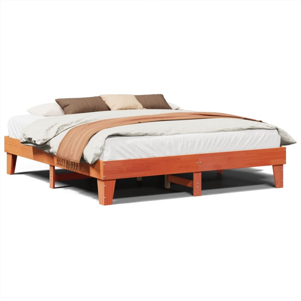 vidaXL Cadru de pat fără saltea, maro ceruit 200x200 cm lemn masiv pin